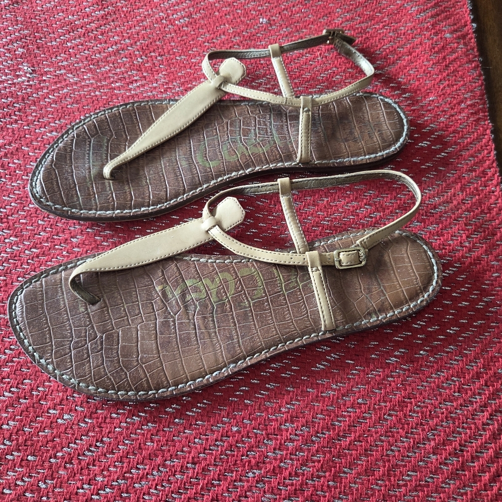 Sam Edelman Tan Croc-Embossed Sandals